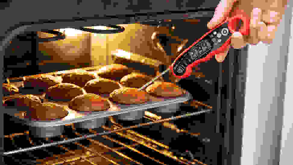 Muffins in an oven