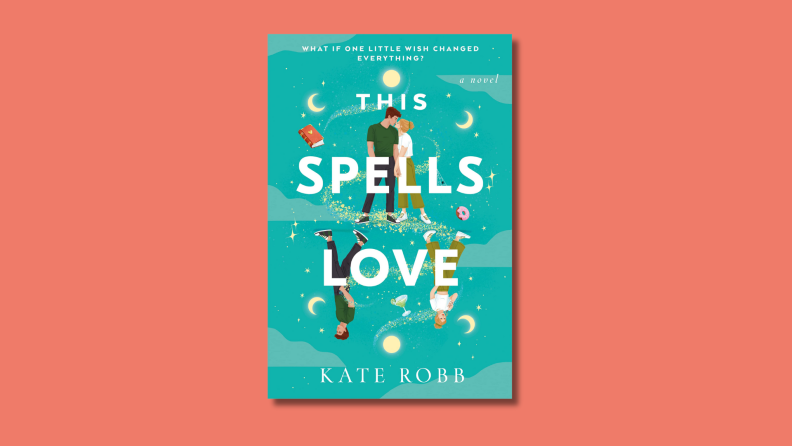 An image of the cover of "This Spells Love" by Kate Robb featuring two images of the same couple, one with them embracing and the other with them parting ways.